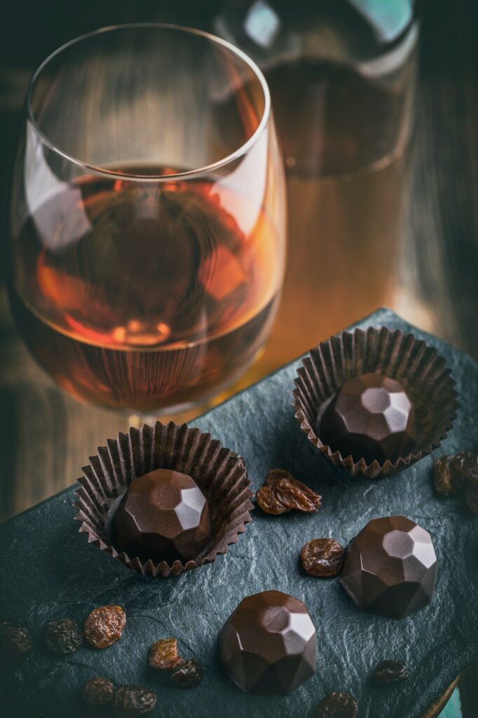 Chocolate praline and red wine