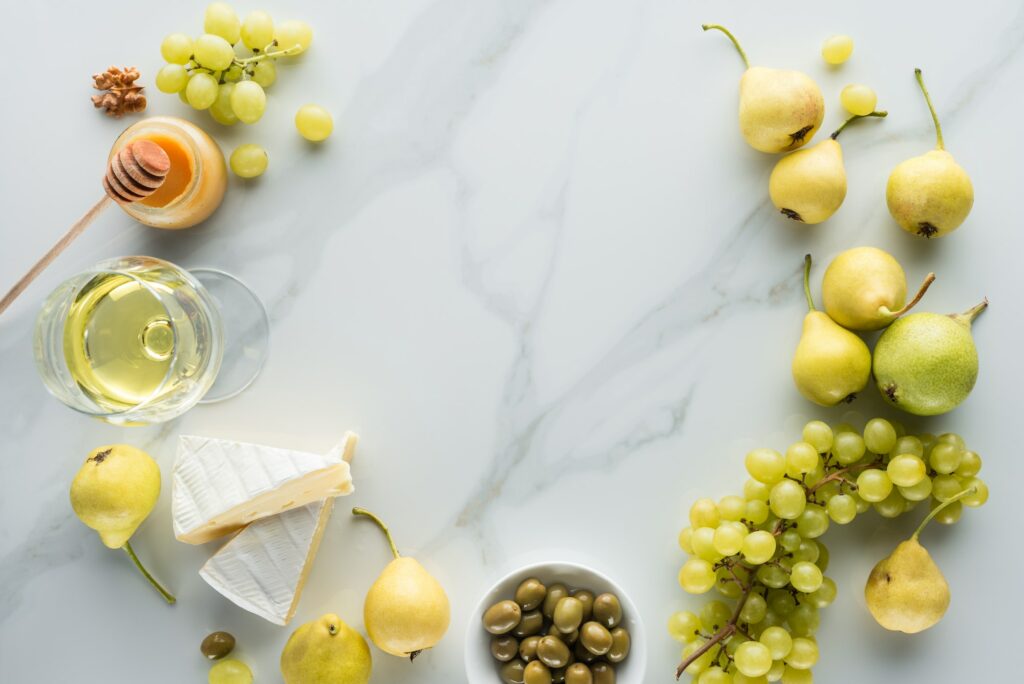 white wine and fruit